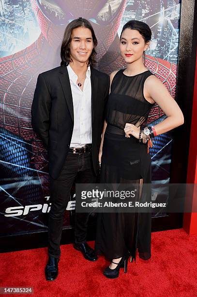 Actors Booboo Stewart and Fivel Stewart arrive at the premiere of Columbia Pictures' "The Amazing Spider-Man" at the Regency Village Theatre on June...