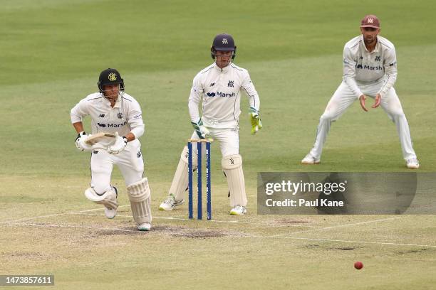 Josh Philippe of Western Australia bats during the Sheffield Shield match between Western Australia and Victoria at the WACA, on March 16 in Perth,...