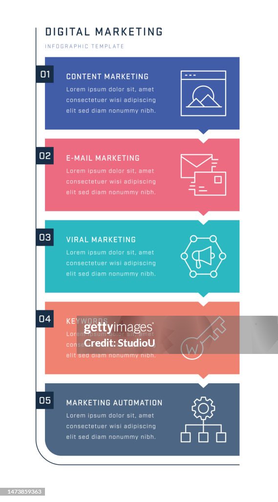 Digitalization Inphographics Digital Marketing Vertical Infographic Design High-Res Vector Graphic ...