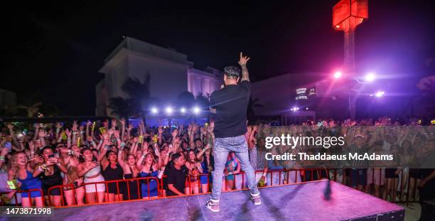 Pauly D performs live at Mandala Beach for Spring Break on March 15, 2023 in Cancun, Mexico.