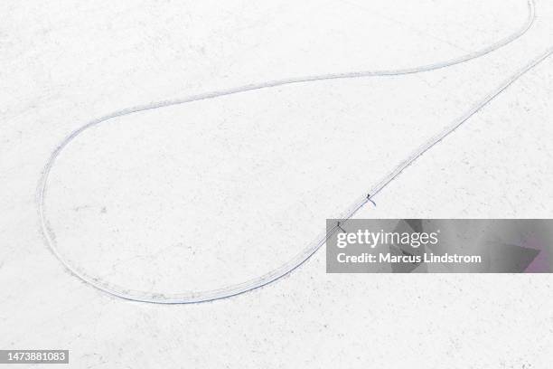 cross country skiing track in winter - cross country skiing tracks stock pictures, royalty-free photos & images