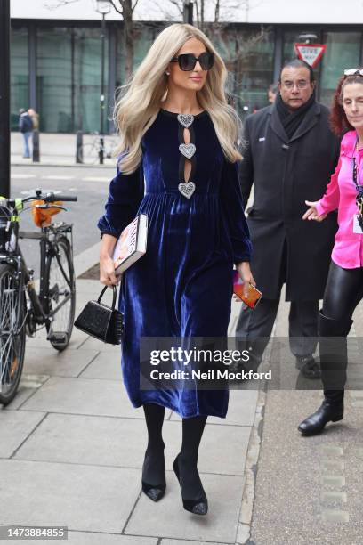 Paris Hilton at BBC Radio Studios promoting her new book 'Paris: The Memoir' on March 16, 2023 in London, England.