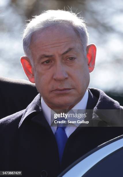 Israeli Prime Minister Benjamin Netanyahu and German Chancellor Olaf Scholz visit the Gleis 17 memorial, which commemorates Berlin Jews deported by...