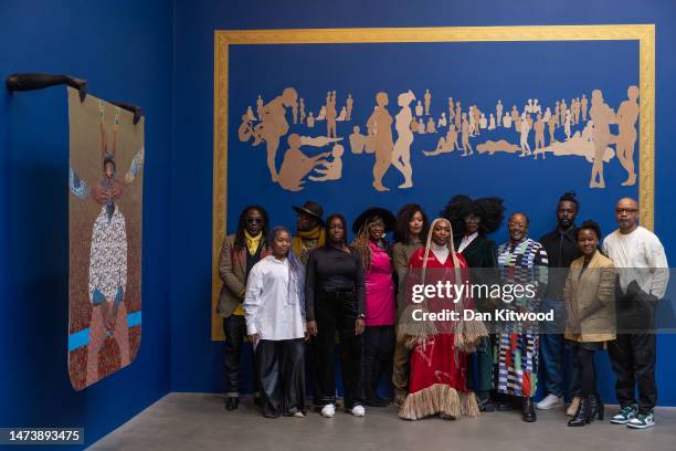 Artists Femi Dawkins, Ayesha Feisal, Àsìkò, Emily Moore, Adelaide Damoah, Phoebe Boswell, gallery curator Péjú Oshin, Elsa James, Sharon Walters,...