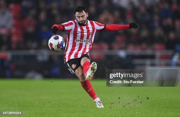 Sunderland player Patrick Roberts in action during the Sky Bet Championship between Sunderland and Sheffield United at Stadium of Light on March 15,...