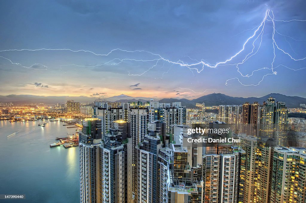 Hong Kong lightning storm