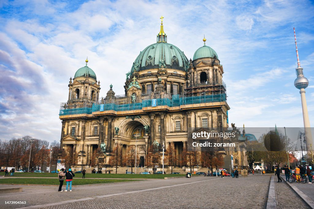 The Berlin Cathedral or Berliner Dom with people in front