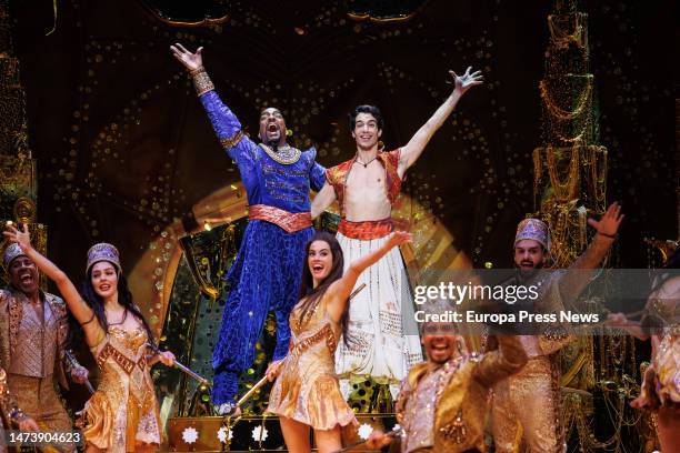 Several actors during the graphic pass of the musical 'Aladdin', at the Teatro Coliseum de Madrid, on 16 March, 2023 in Madrid, Spain. The musical is...