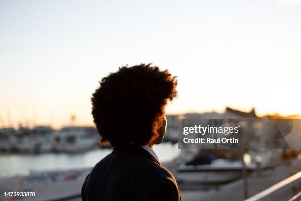 rear view of afro american businessman - natural hair stock pictures, royalty-free photos & images