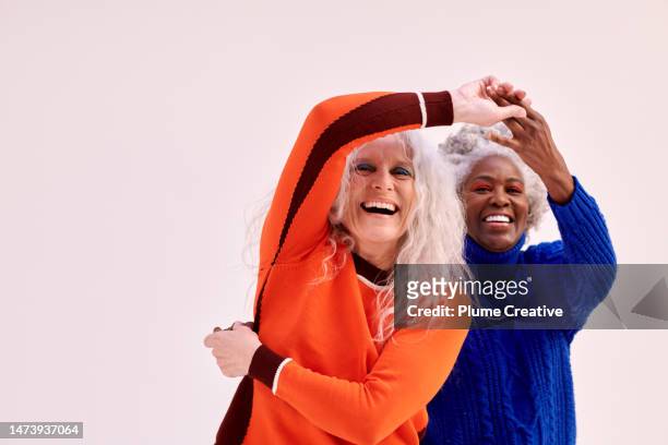 seniors woman dancing and having fun - portrait woman stock pictures, royalty-free photos & images
