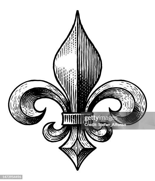 vector drawing of fleur-de-lis, symbol of french lily - fleur de lys 幅插畫檔、美工圖案、卡通及圖標