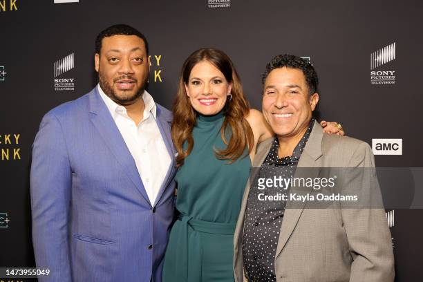 Cedric Yarbrough, Suzanne Cryer and Oscar Nunez attend the Premiere Of AMC Network's "Lucky Hank" at The London West Hollywood at Beverly Hills on...