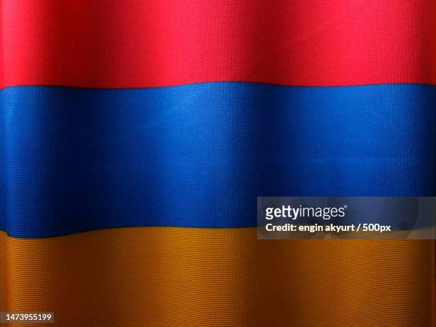 full frame shot of colorful flag - armenian flag - fotografias e filmes do acervo