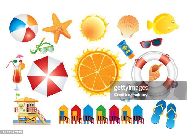 beach symbols - beach shells stock illustrations