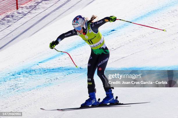 Marta Bassino of Italy in action during the Audi FIS Alpine Ski World Cup Finals - Women's Super-G on March 16, 2023 in Soldeu near Andorra la Vella,...