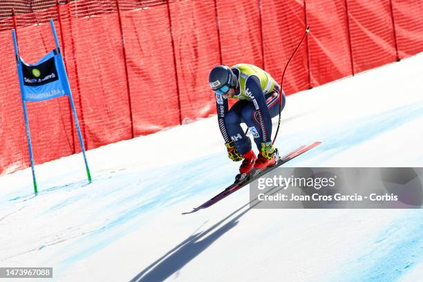 Aleksander Aamodt Kilde of Norway in action during the Audi FIS Alpine Ski World Cup Finals - Men's Super-G on March 16, 2023 in Soldeu near Andorra...