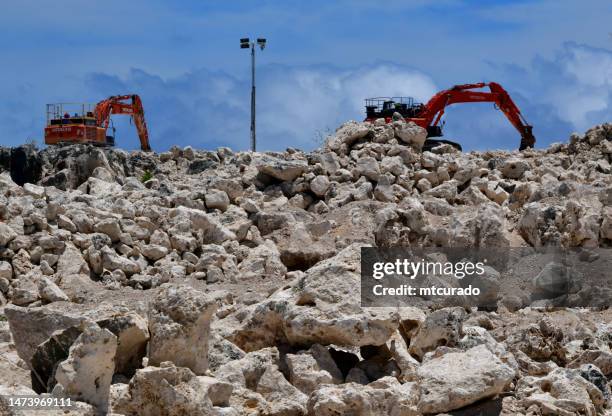 phosphate extraction operations - machinery, anibare district, nauru - phosphate stock pictures, royalty-free photos & images