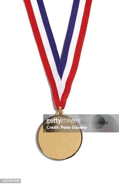 a medal on a striped ribbon, on a white background - medal stock pictures, royalty-free photos & images