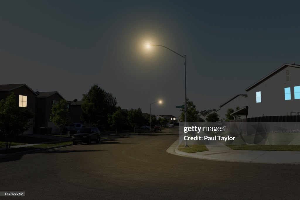 Suburban Street at Night