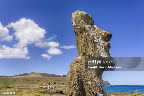 moai statues at tongariki, easter island. - 101628 stock pictures, royalty-free photos & images