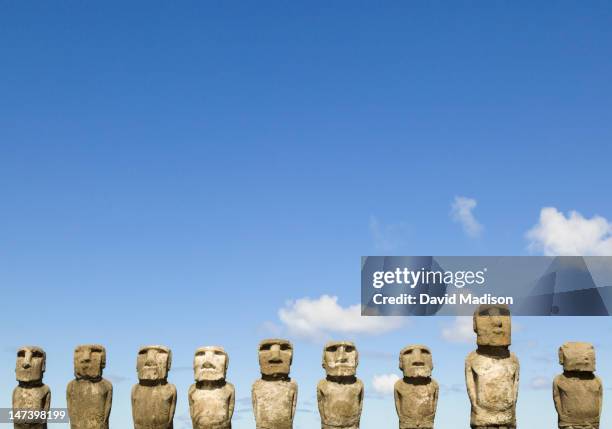 moai statues at ahu tongariki, easter island. - 101628 stock pictures, royalty-free photos & images