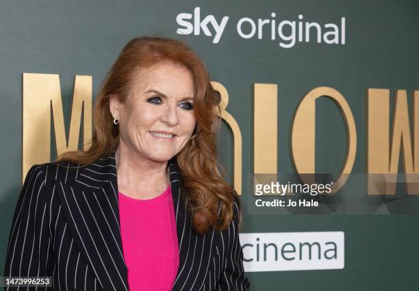 Sarah Ferguson arrives at the UK premiere of "Marlowe" at Vue West End on March 16, 2023 in London, England.