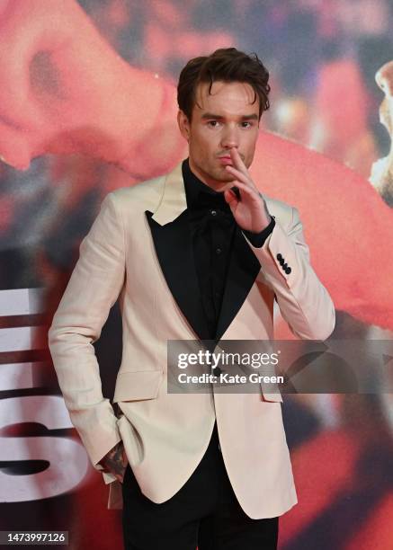 Liam Payne arrives at the "All Of Those Voices" UK Premiere at Cineworld Leicester Square on March 16, 2023 in London, England.