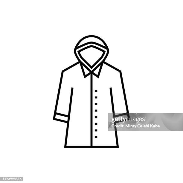 raincoat line icon - yellow raincoat stock illustrations