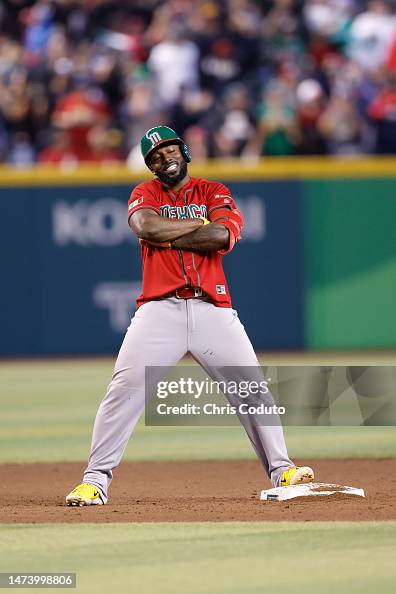 Mexico Randy Baseball Randy Arozarena of Team Mexico reacts after hitting a three-run... News ...