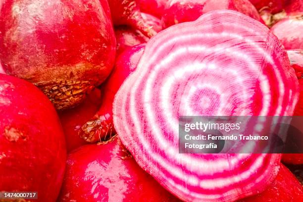 chioggia beet background - chioggia beet stock pictures, royalty-free photos & images
