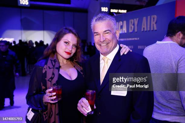 Kayla Nicole and Don Johnson attend a reception hosted by Terran Orbital to celebrate the display of their PropCube at the National Air and Space...