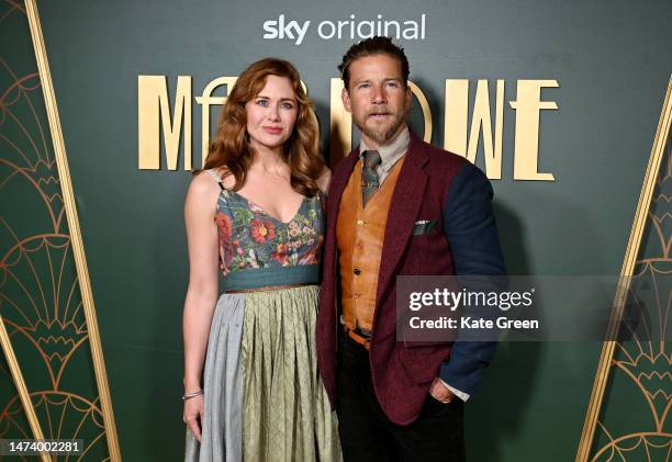 Haley Strode and Jeff Garner arrive at the UK premiere of "Marlowe" at Vue West End on March 16, 2023 in London, England.