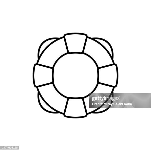 bildbanksillustrationer, clip art samt tecknat material och ikoner med life buoy line icon - livräddare