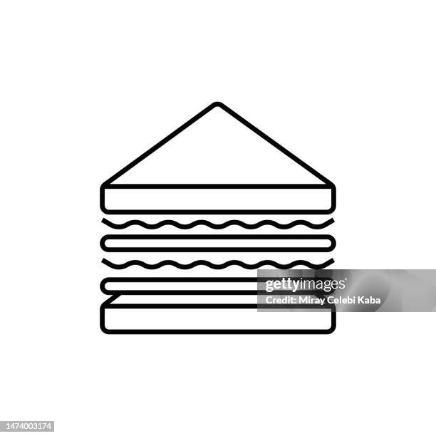 sandwich and bakery items line icon - stacking stock illustrations