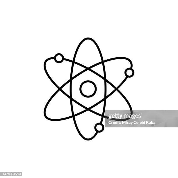 ilustrações, clipart, desenhos animados e ícones de ícone da linha de sinal de física quântica - nucleus