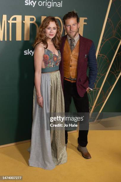 Haley Strode and Jeff Garner arrive at the UK premiere of "Marlowe" at Vue West End on March 16, 2023 in London, England.