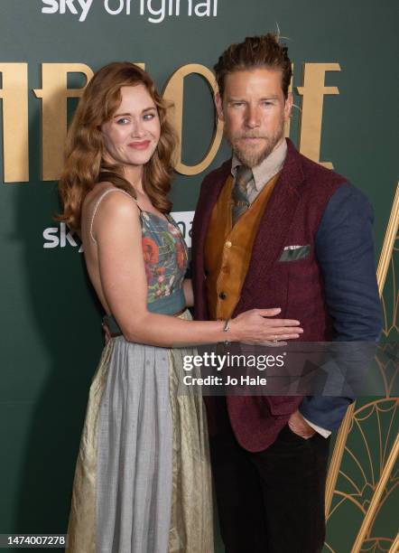 Haley Strode and Jeff Garner arrive at the UK premiere of "Marlowe" at Vue West End on March 16, 2023 in London, England.