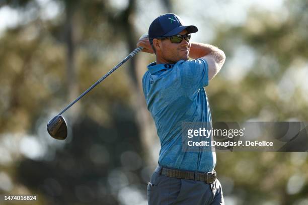 Adam Schenk of the United States plays his shot from the sixth tee during the first round of the Valspar Championship at Innisbrook Resort and Golf...