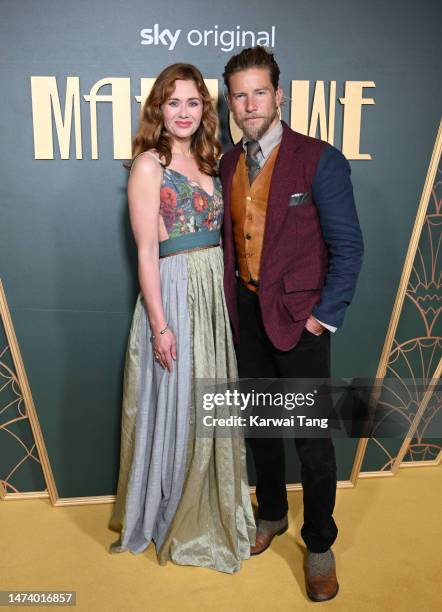 Haley Strode and Jeff Garner arrive at the UK premiere of "Marlowe" at Vue West End on March 16, 2023 in London, England.