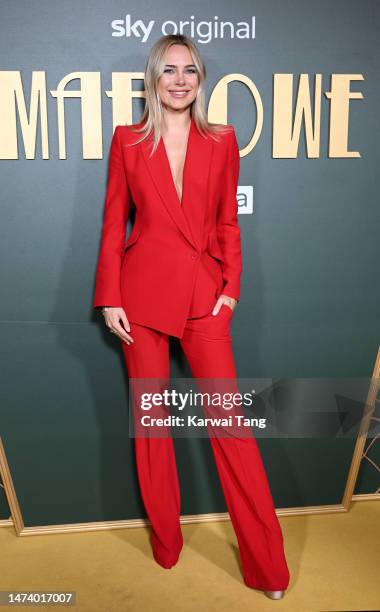 Kimberley Garner arrives at the UK premiere of "Marlowe" at Vue West End on March 16, 2023 in London, England.