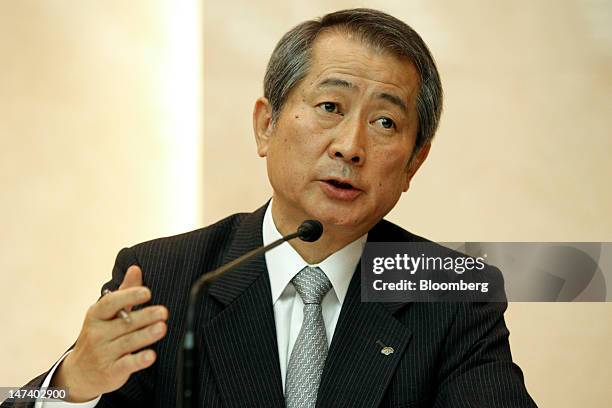 Kenichi Watanabe, president and chief executive officer of Nomura Holdings Inc., speaks during a news conference at the company's headquarters in...