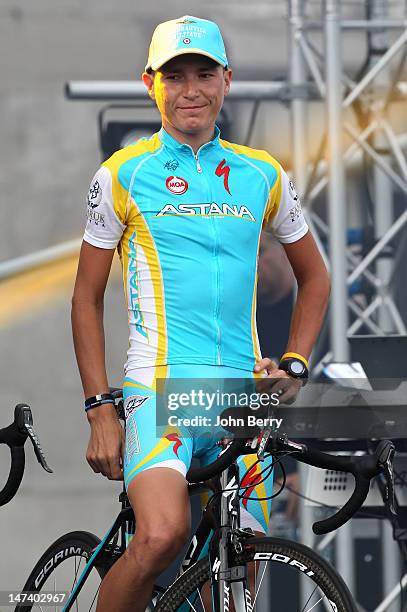 Janez Brajkovic of Slovenia and Astana Pro Team attends the Team Presentation ahead of the 2012 Tour de France at Place Saint-Lambert on June 28,...