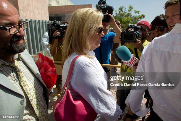 Maite Zaldivar leaves the Malaga court on the second day of the trial for alleged money-laundering and embezzlement on June 29, 2012 in Malaga,...