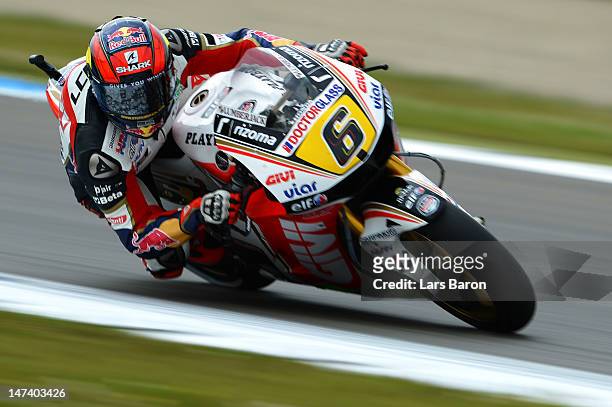 Stefan Bradl of Germany and LCR Honda MotoGP drives during the qualifying of MotoGp Of Holland at TT Circuit Assen on June 29, 2012 in Assen,...