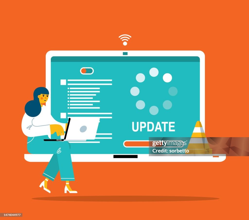 User updating operation system - Businesswoman