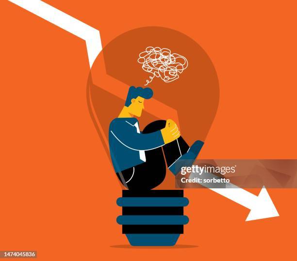 lack of creativity - businessman - accident at work stock illustrations