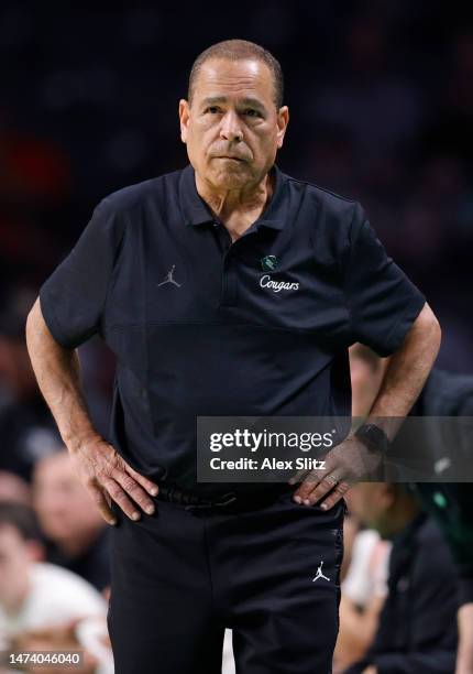 Head coach Kelvin Sampson of the Houston Cougars is seen during the first half against the Northern Kentucky Norse in the first round of the NCAA...
