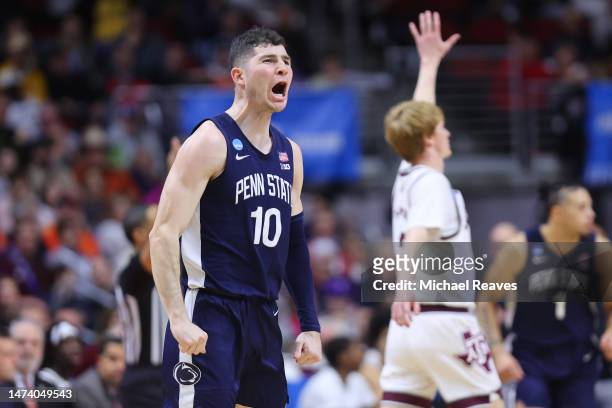 Andrew Funk of the Penn State Nittany Lions reacts after a play during the first half against the Texas A&M Aggies in the first round of the NCAA...