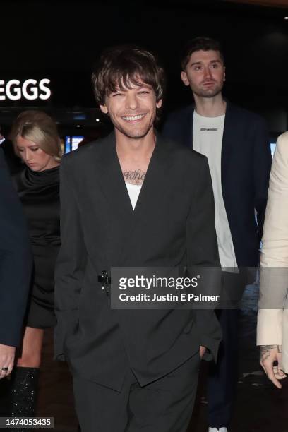Louis Tomlinson seen leaving the "All Of Those Voices" UK Premiere at Cineworld Leicester Square on March 16, 2023 in London, England.