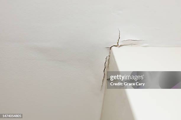 ceiling damaged by water from roof leak - leaky ceiling stock pictures, royalty-free photos & images